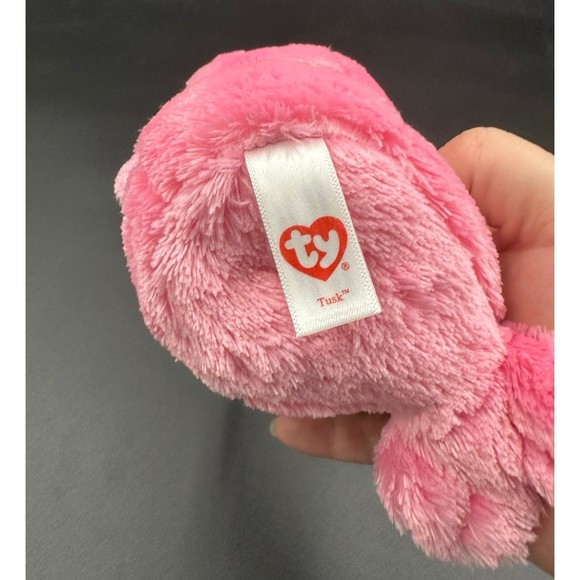 Ty Beanie Boos TUSK the Pink WALRUS 6" Beanbag Plush Toy w/ Glitter Eyes - Picture 4 of 4